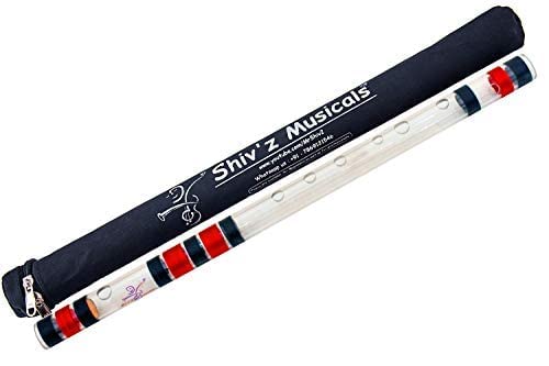 Acrylic (Transparent) C Natural Medium Bansuri Flute (Right Hand) 19 inches (48.26 cm)