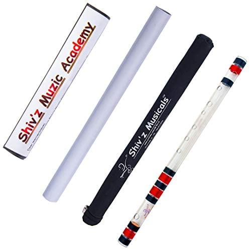 Acrylic (Transparent) C Natural Medium Bansuri Flute (Right Hand) 19 inches (48.26 cm)